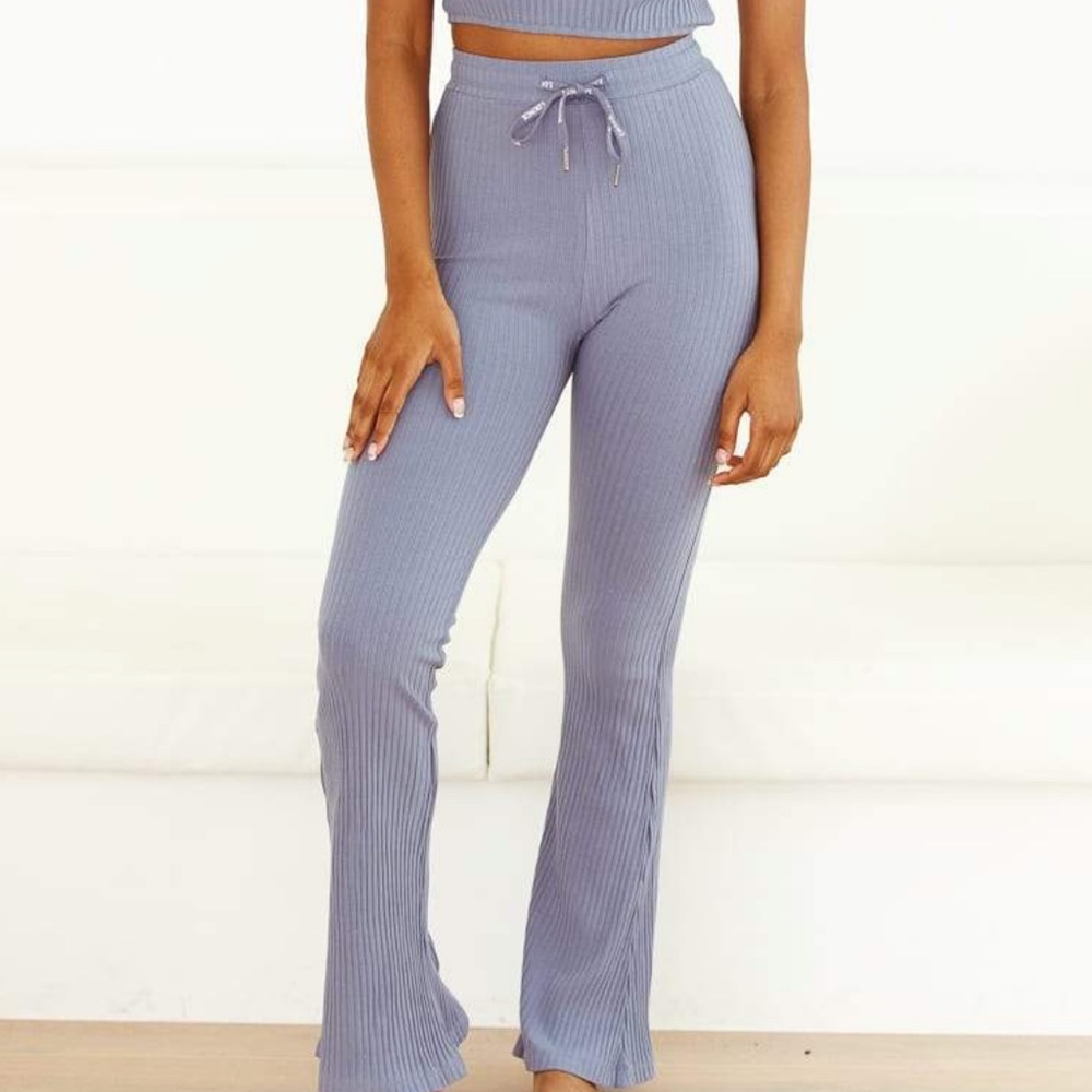 Lounge Apparel Ribbed Leggings in Smoked Blue size Small